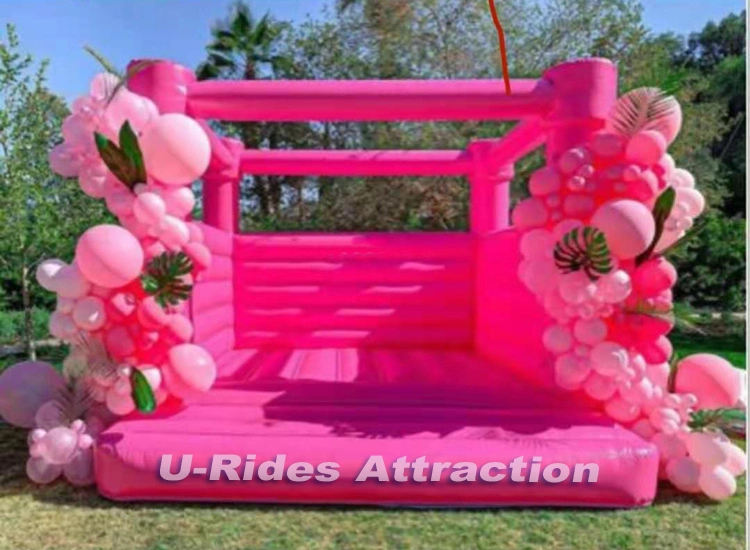 Inflatable Plain castle Pink color or Custom color bounce house wedding bouncer For wedding Events Macaron color