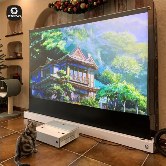 Xijing U1 92 인치 바닥 라이저 Ust 휴대용 영화 스크린 16:9 홈 시어터 사무실 야외용 4K HD 와이드 앵글 프로젝터 스크린